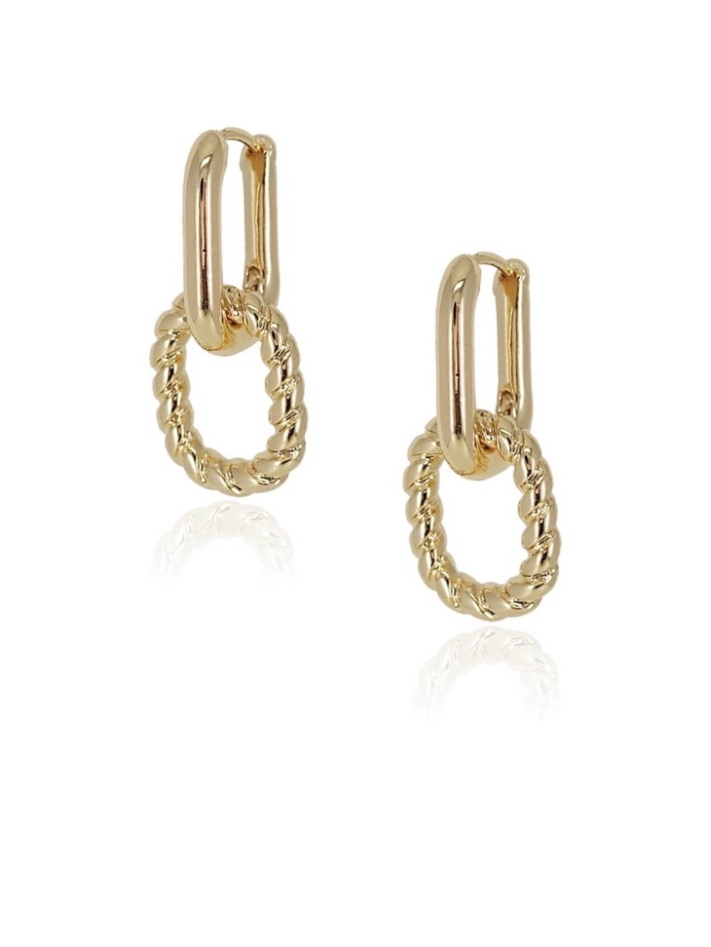 Time and Tru Gold Twisted Link Hoop Drop Earrings